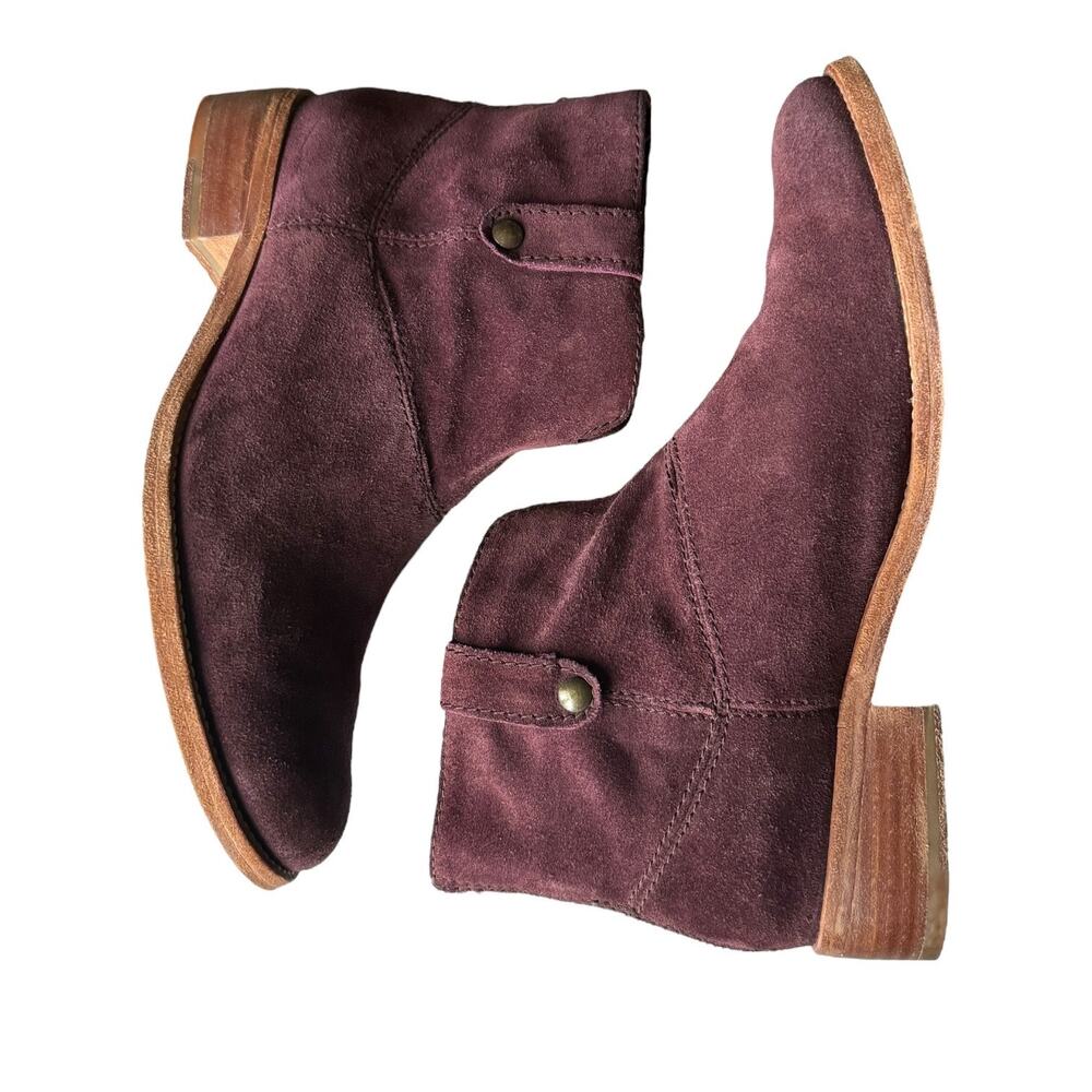 Johnston & Murphy Stephanie Maroon Suede Stitched Bootie heel zipper size 9 - Picture 4 of 15